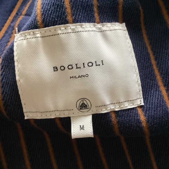 *FLAW* Boglioli Milano Womens Blazer Striped Fitted Medium *Small hole in front - Picture 10 of 11